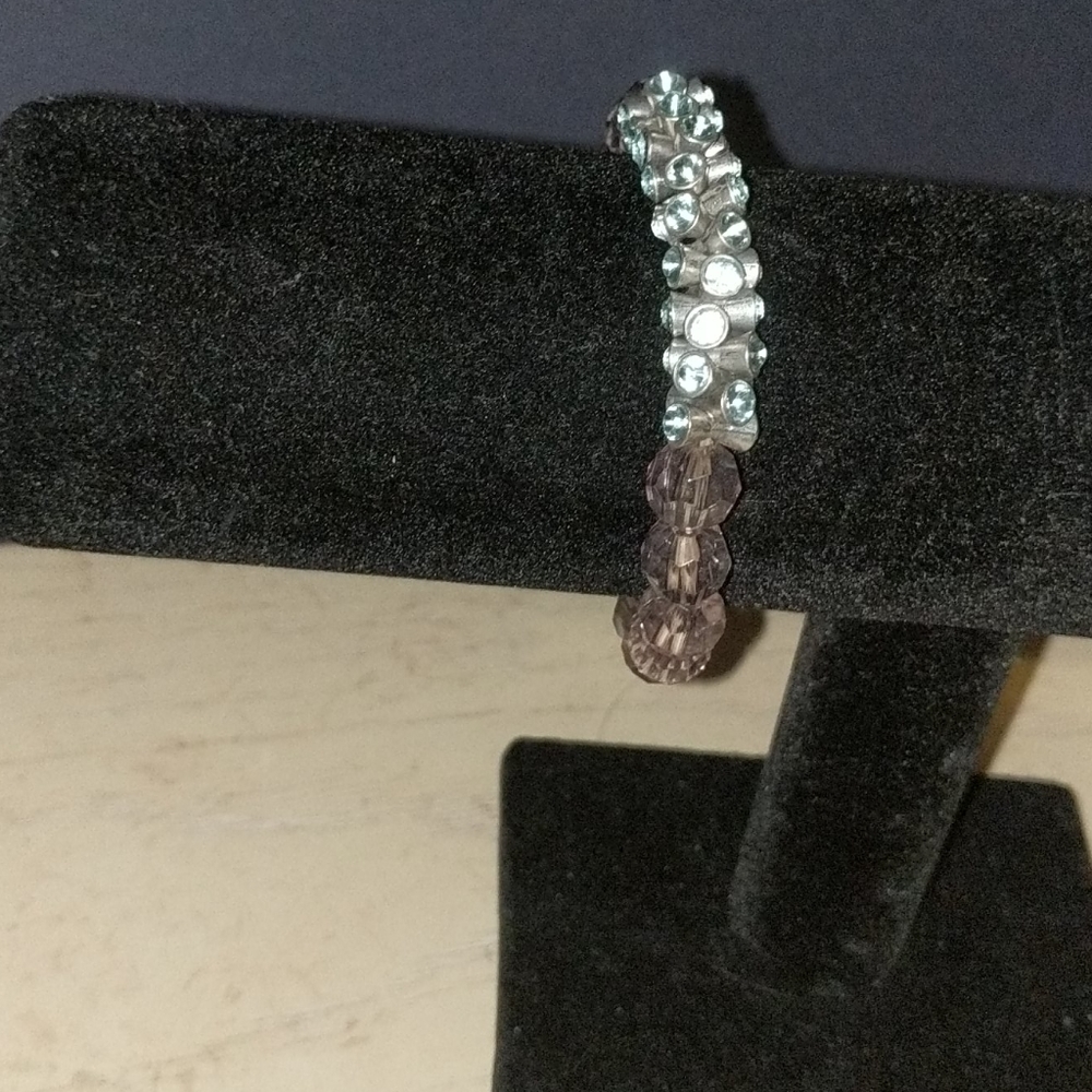 Champagne beads & silver beads bracelet